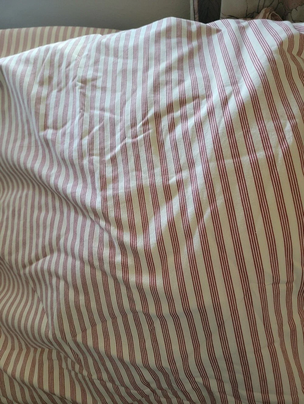Pottery Barn Duvet King, 2 Standard Shams Red and White Striped Cotton